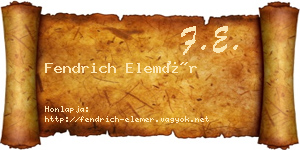 Fendrich Elemér névjegykártya